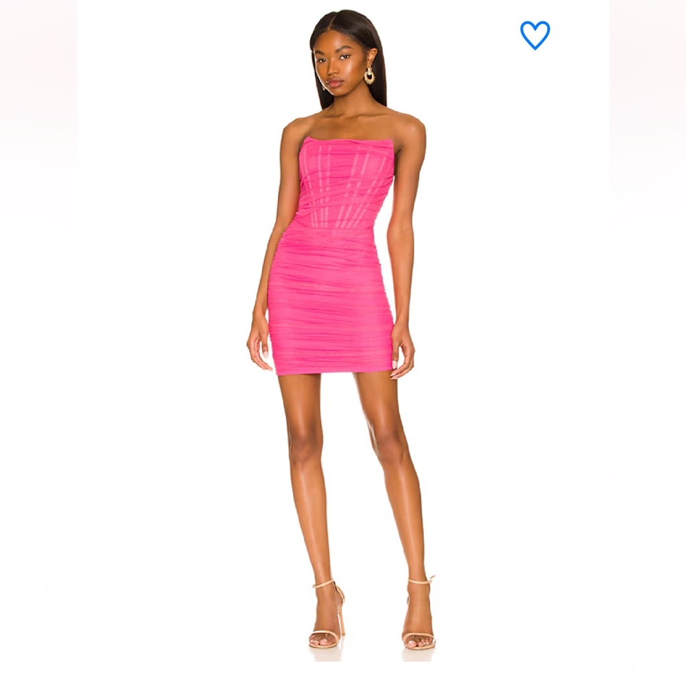 Revolve superdown sonya bustier mesh dress in hot pink size XS